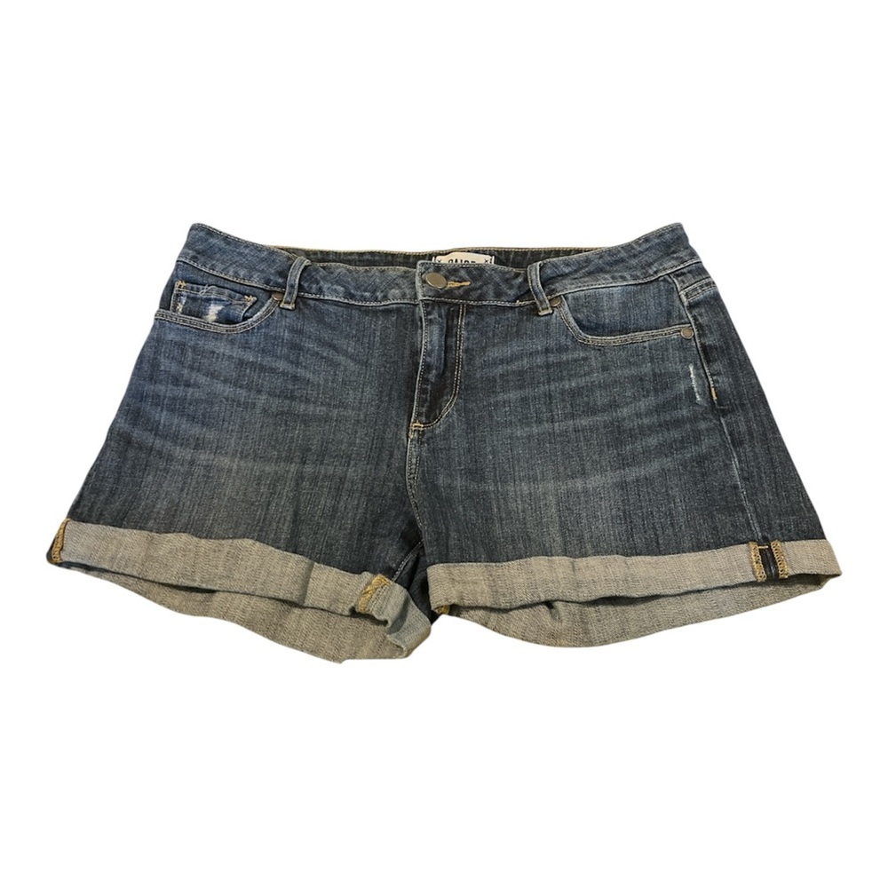 PAIGE Denim Shorts Size 29 Dark Wash Cuffed Hem Women's Designer Jean Shorts